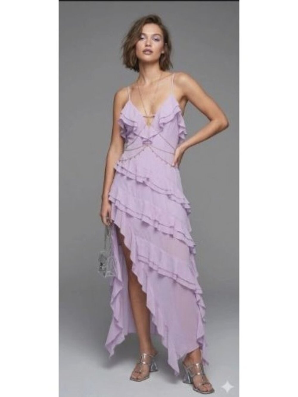 Miss Circle Theodora Ruffle Maxi Dress Sz Medium Tiered Festival boho Whimsy - Picture 1 of 16